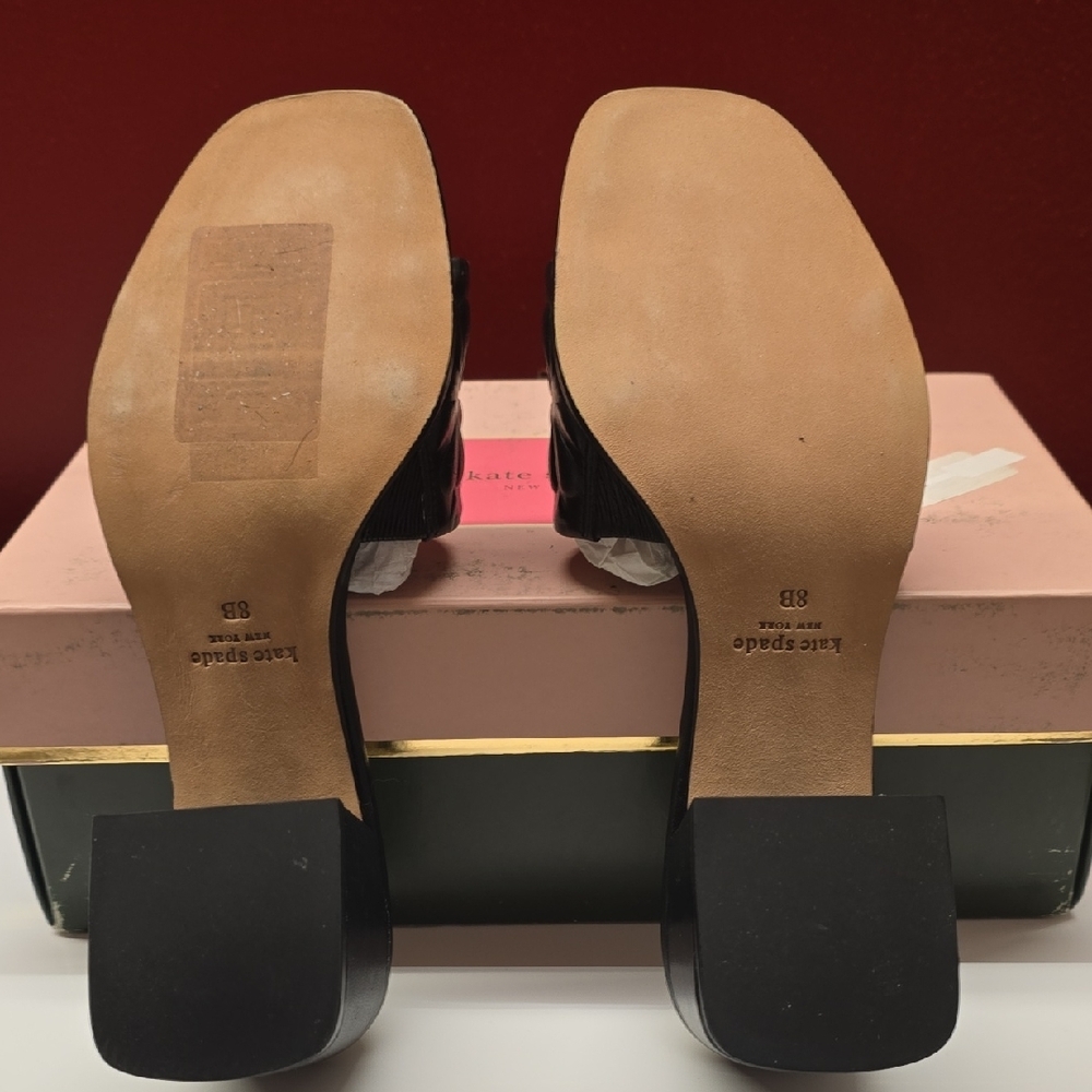 Kate Spade Black Floral Embossed Mules - Picture 3 of 6